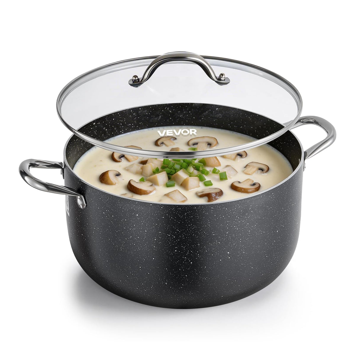 12-Quart Nonstick Ceramic Aluminum Stock Pot with Glass Lid F660088
