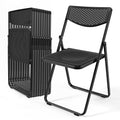 Black Plastic Folding Chairs with Mesh Seat, 10 Pack A1052