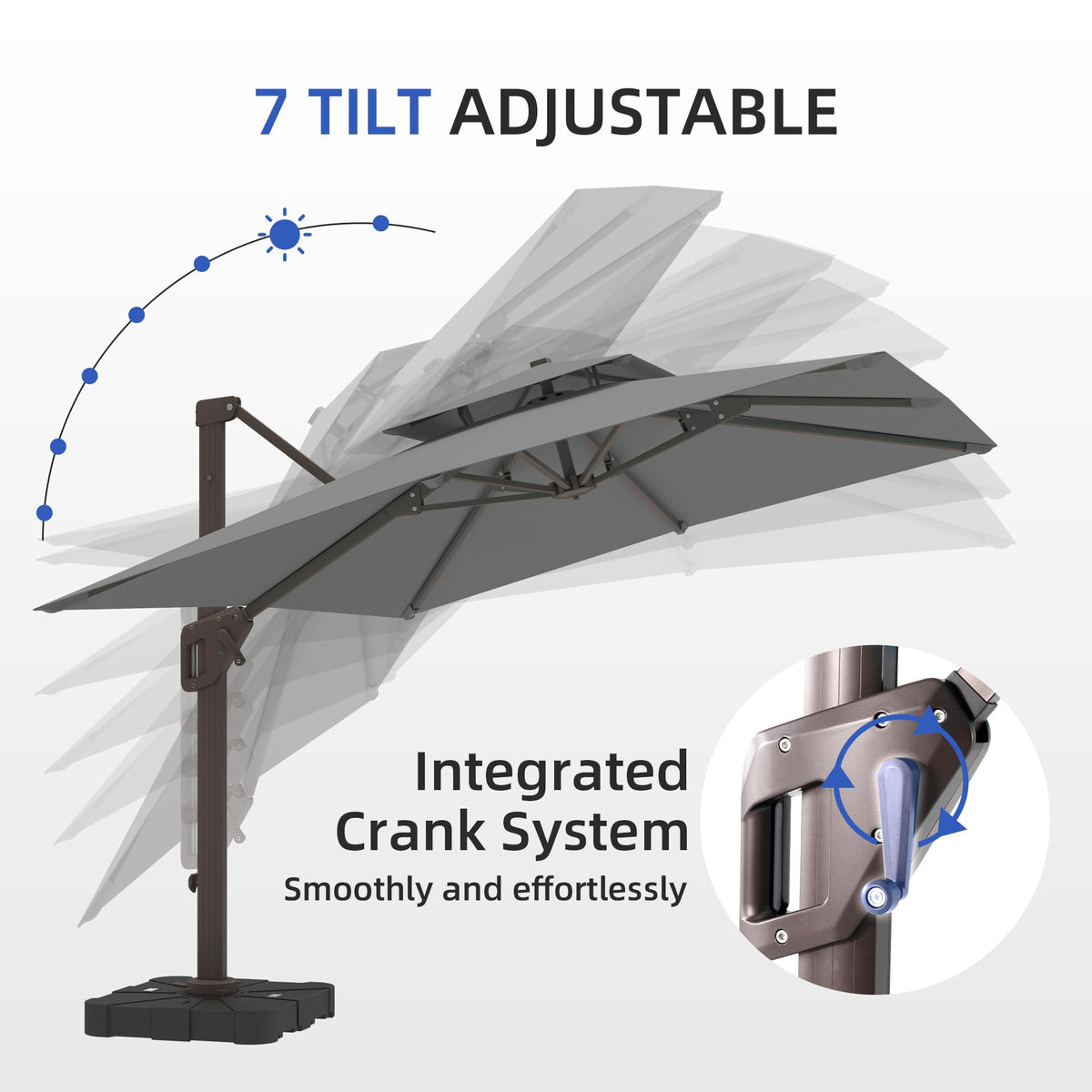 Cantilever Outdoor Patio Umbrella with Base J419