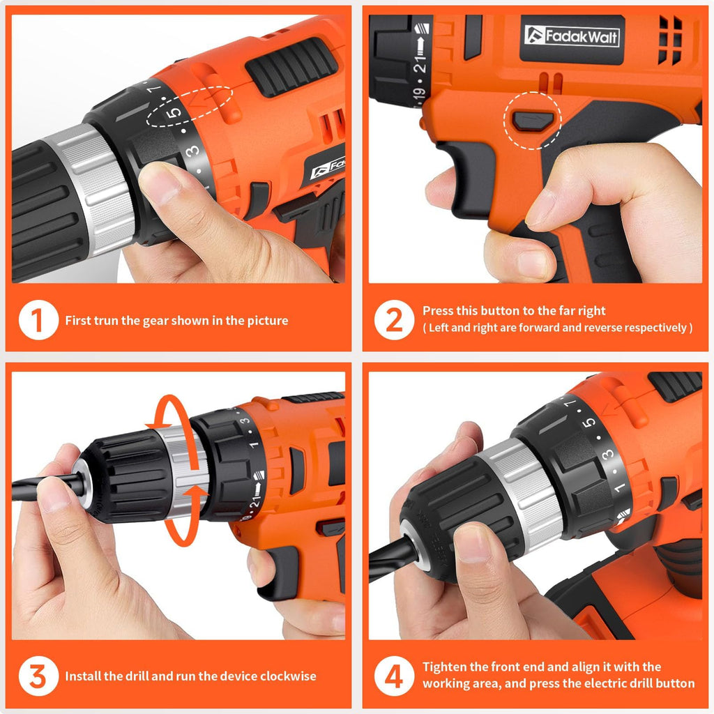 Cordless Drill Set 20V with Battery And Charger U397601