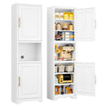 67" Tall Narrow White Metal Bathroom Storage Cabinet S40579