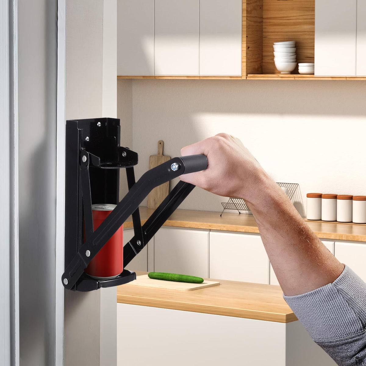 Wall Mounted Stainless Steel Can Crusher with Bottle Opener Q34075