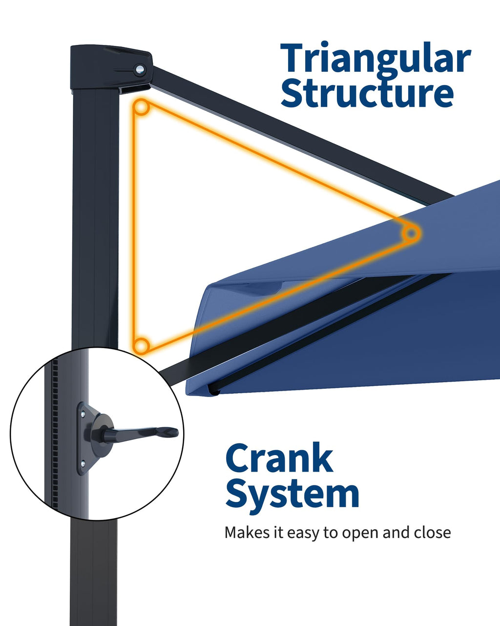 10 ft x 10 ft Navy Blue Cantilever Patio Umbrella V47702