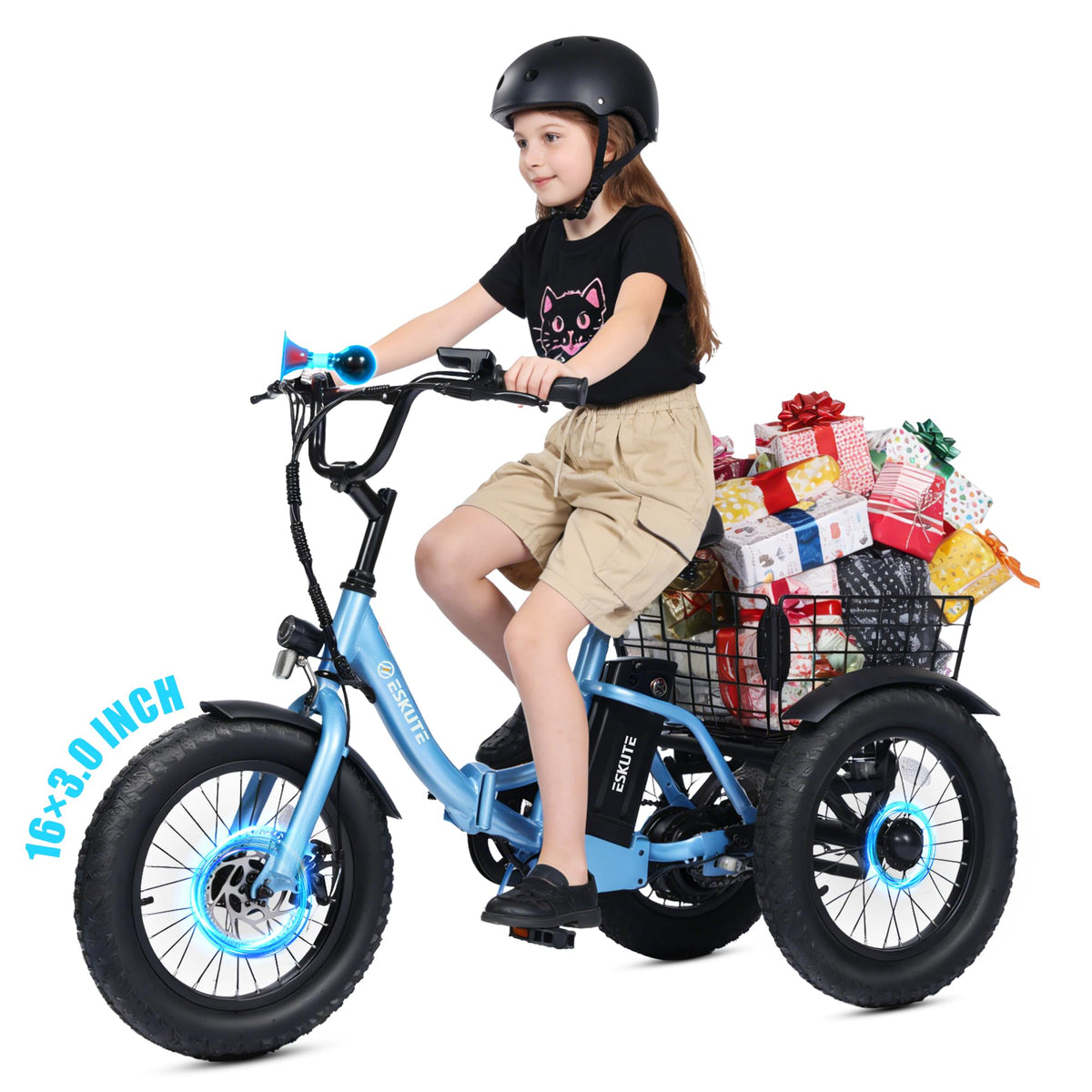 Blue Fat Tire Folding Electric Trike I221