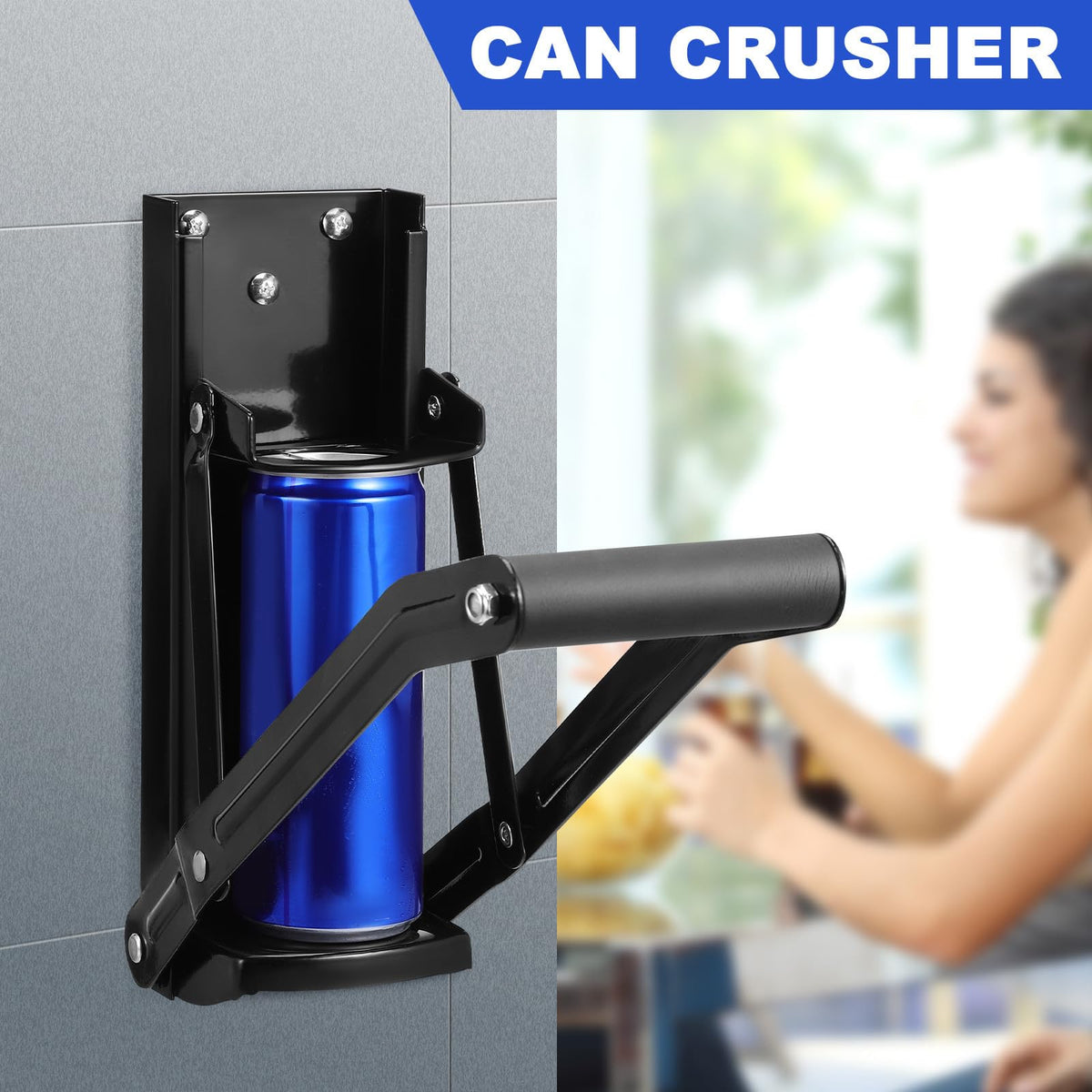 Wall Mounted Stainless Steel Can Crusher with Bottle Opener Q34075