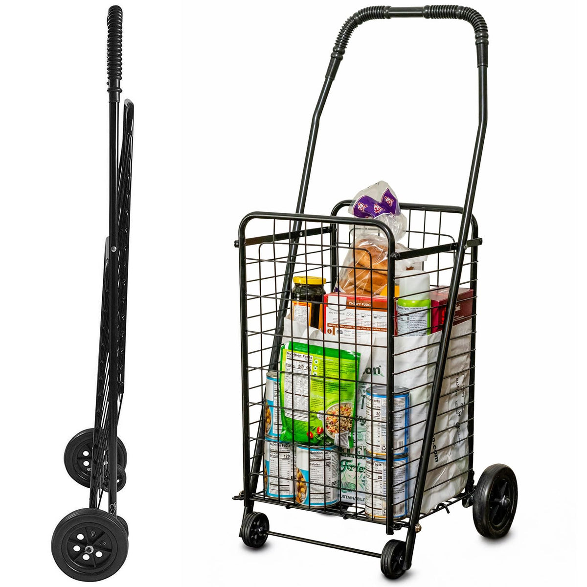 Black Foldable Utility Cart with Wheels S1541