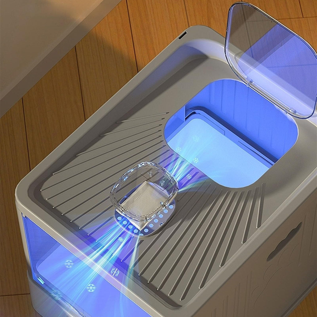 Large Top Entry Anti-Splashing Enclosed Plastic Cat Litter Box with Lid and Litter Scoop B1454