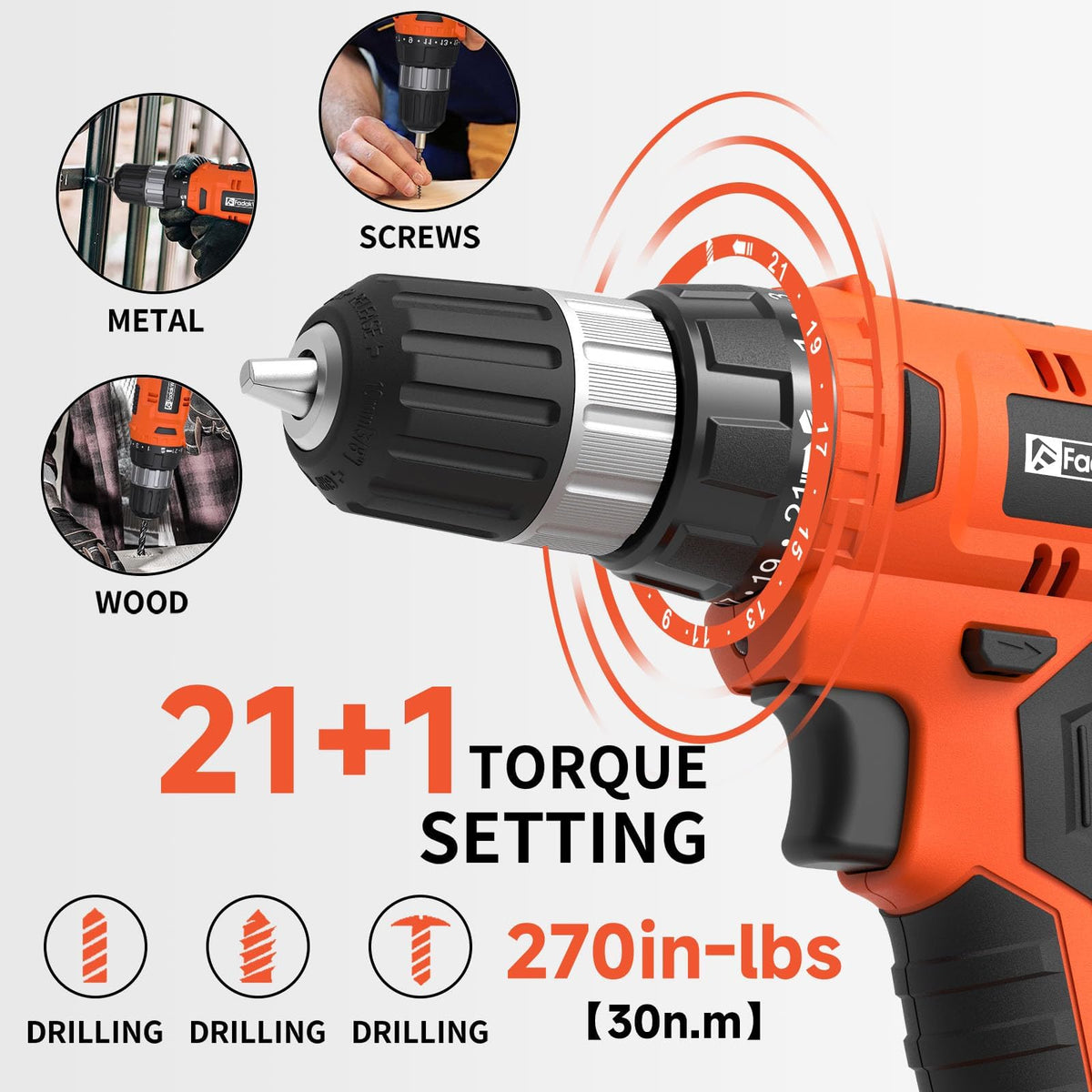 Cordless Drill Set 20V with Battery And Charger U397601