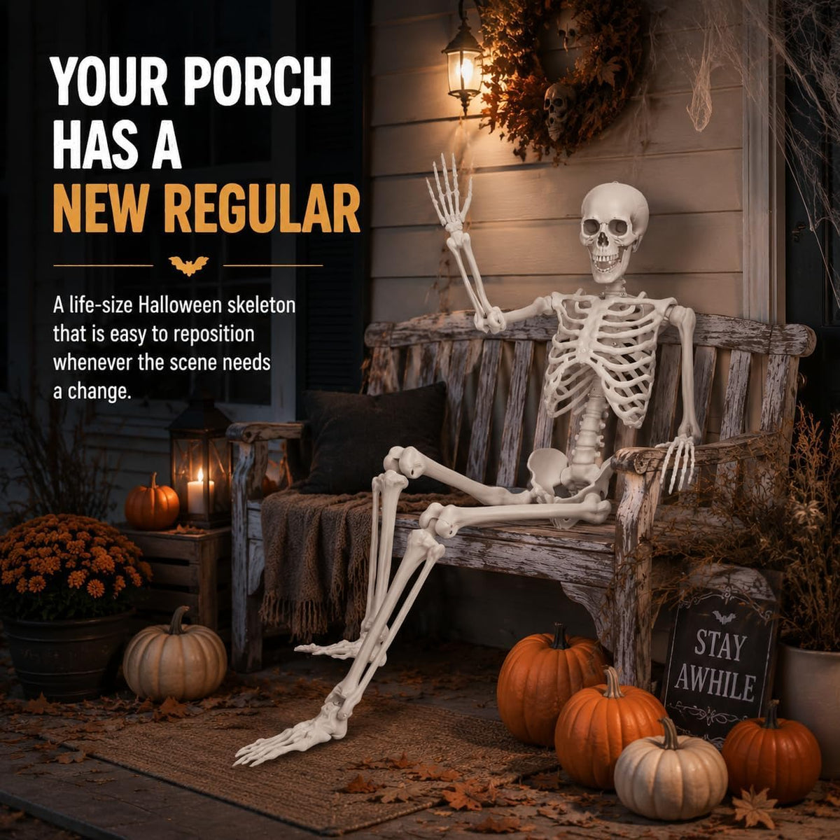 Life Size Posable Skeleton Prop Decoration N351538
