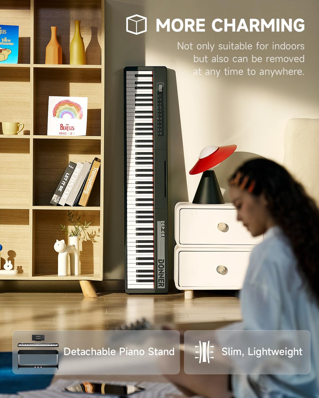 88 Keys Velocity-Sensitive Digital Piano with Stand and Triple Pedal P6649