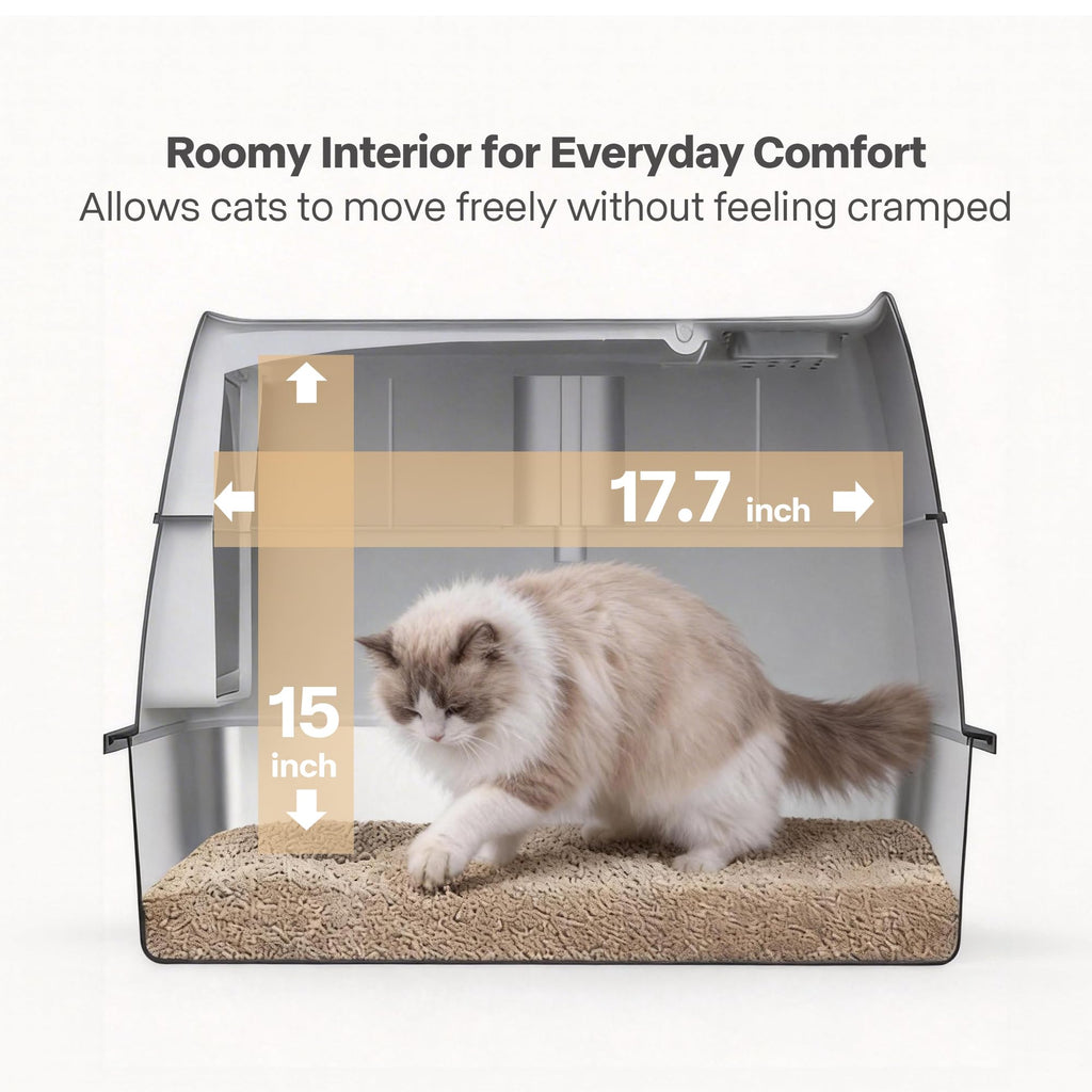 Large Stainless Steel Enclosed Cat Litter Box with Lid and Scoop J9452