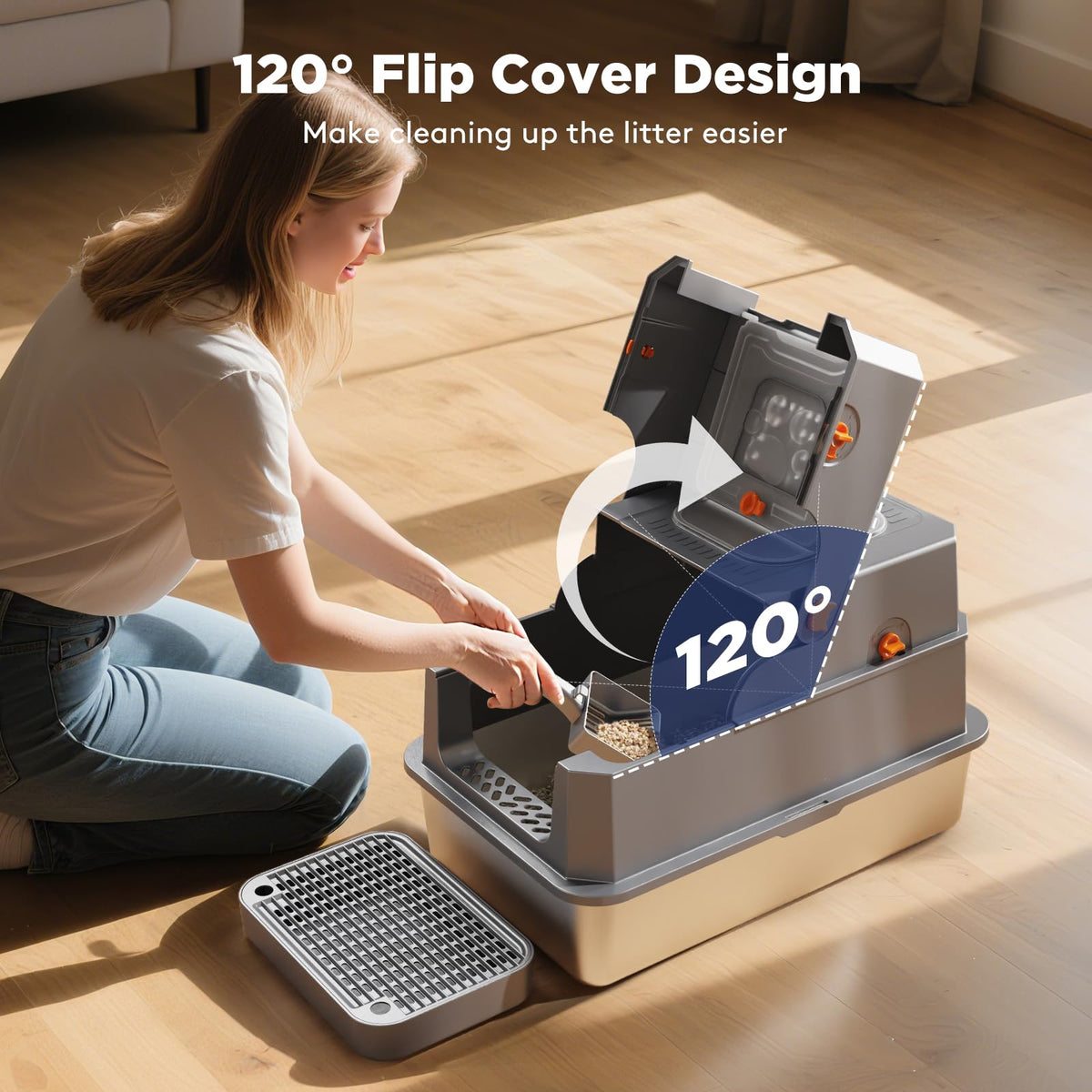 Stainless Steel Enclosed Cat Litter Box with Lid P852184