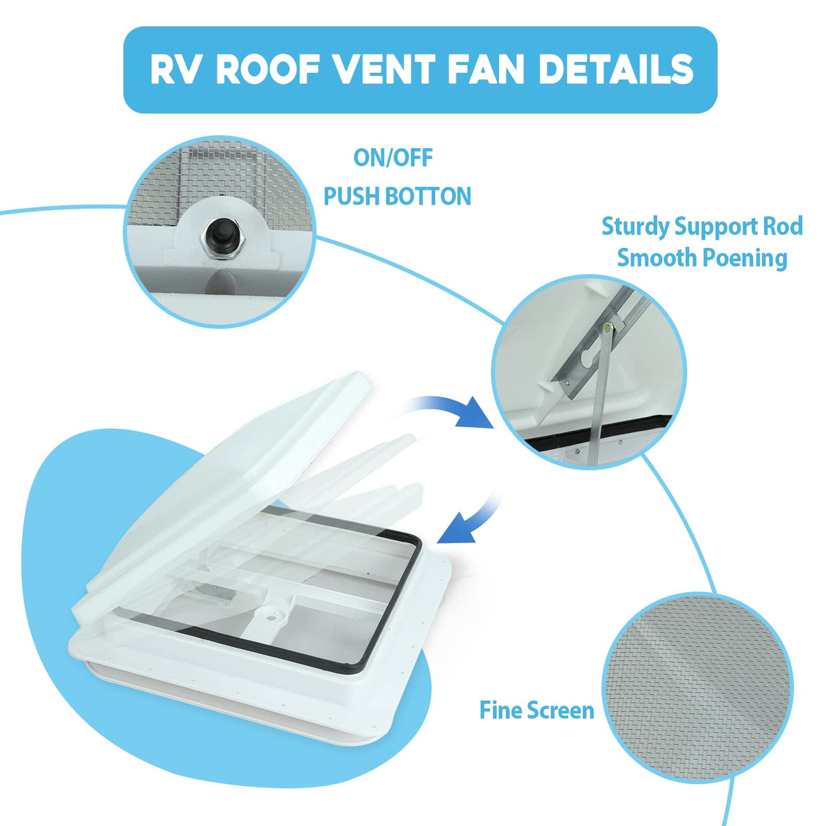 14" RV Roof Vent with White Lid I294