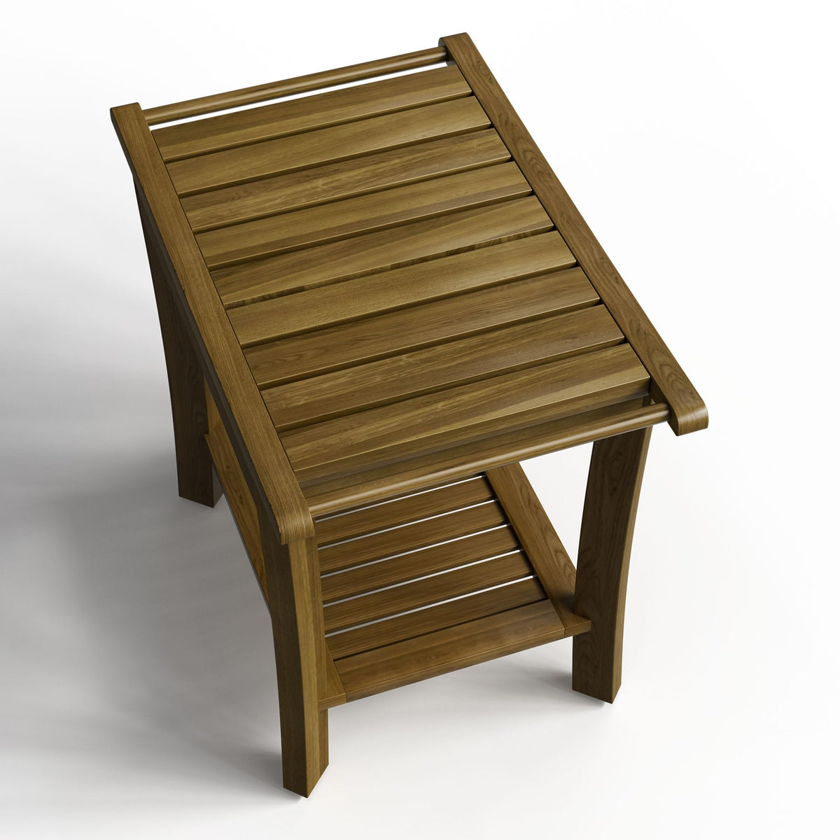 Teak Wood Shower Bench with Shelf & Arms P506064