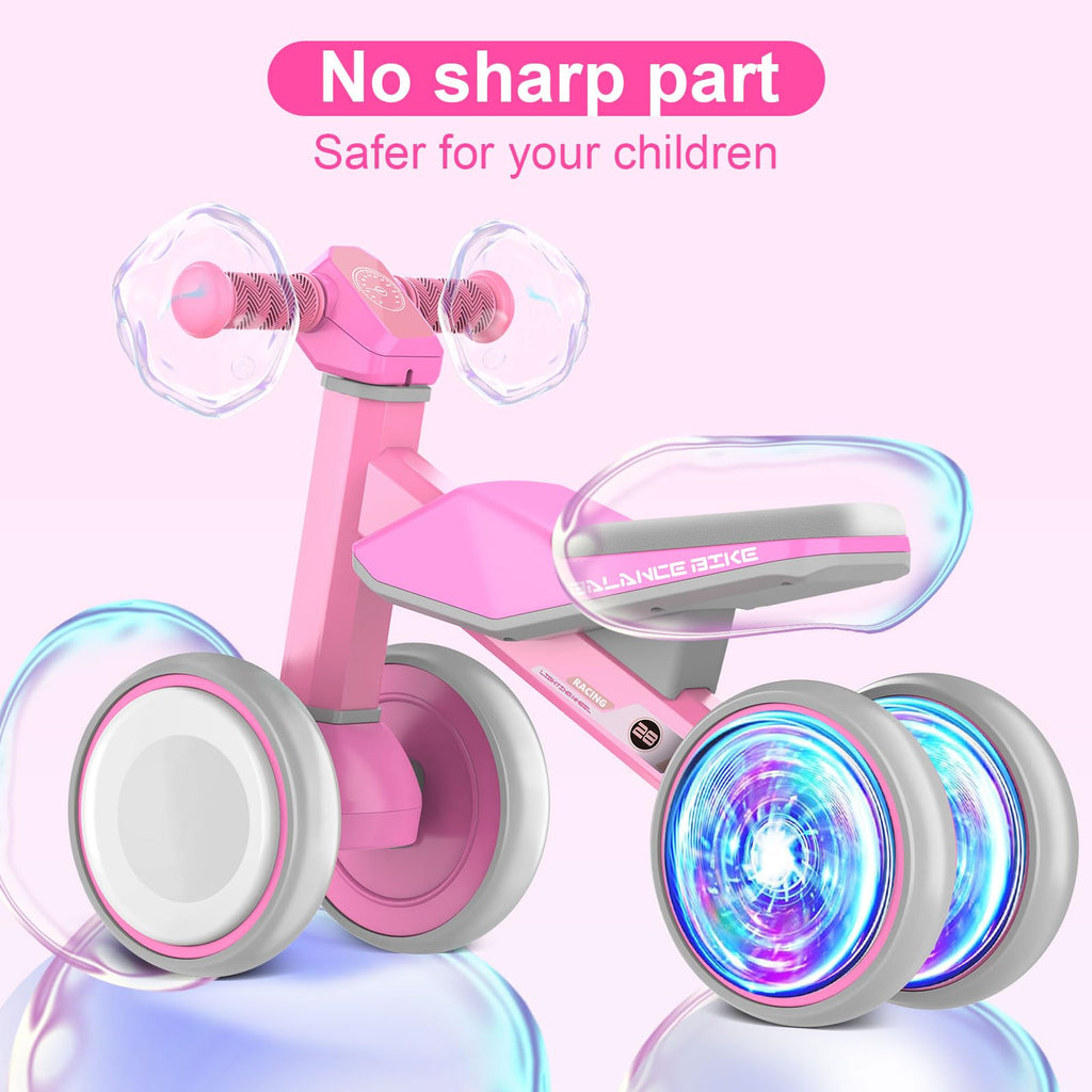 Baby Balance Bike with Adjustable Soft Seat, 4 Silent Wheels V47939