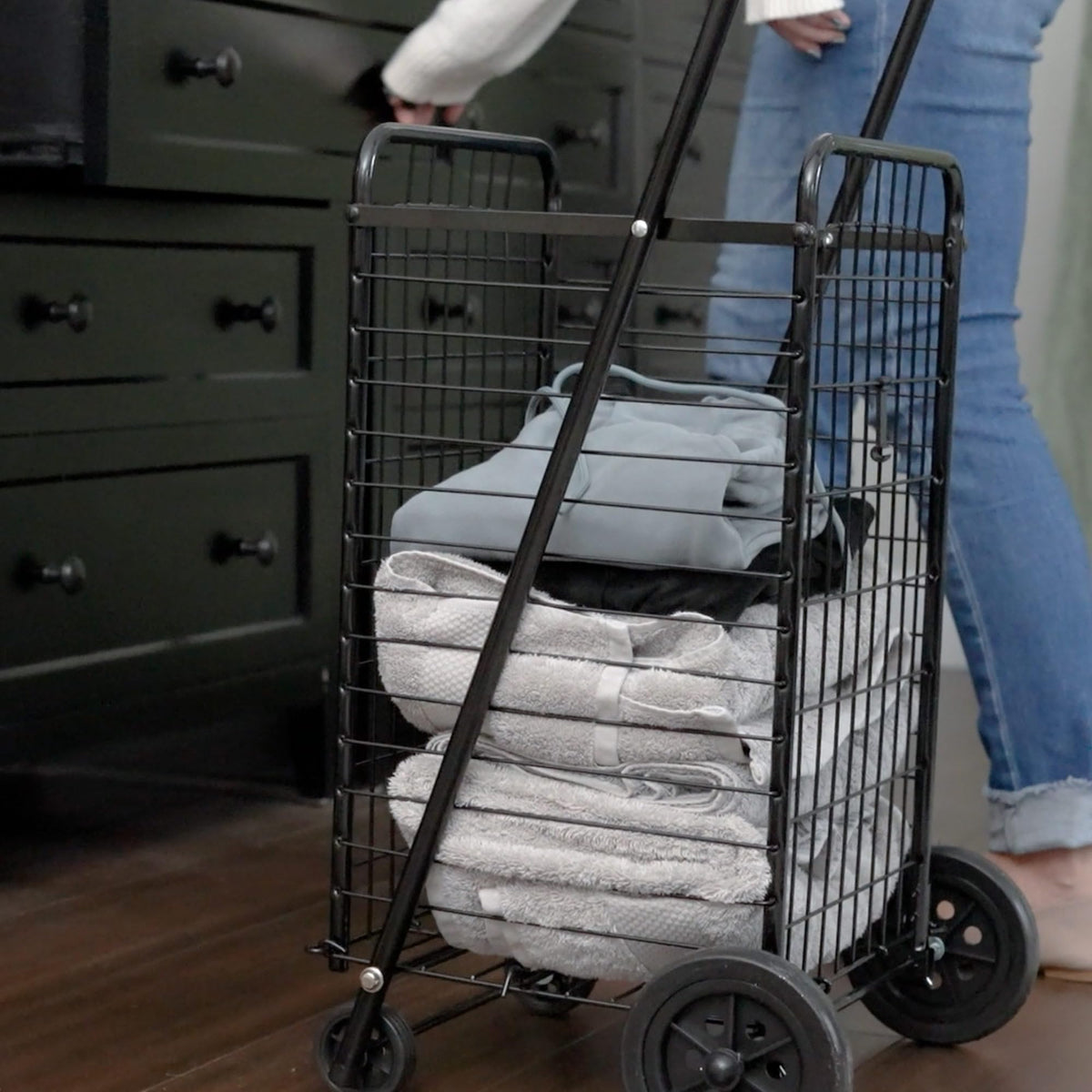 Black Foldable Utility Cart with Wheels S1541
