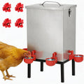 3 Gallon Stainless Steel Chicken Waterer with Cups & Nipples X9972