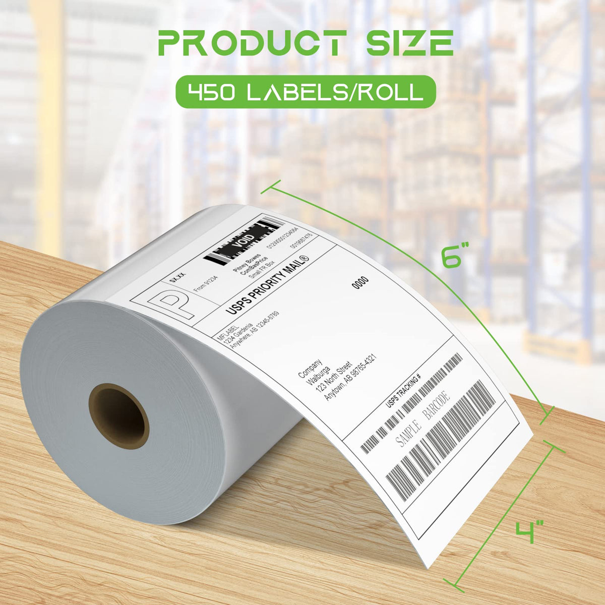 4x6 Direct Thermal Shipping Labels, 4 Rolls, 450 Labels/Roll S5664