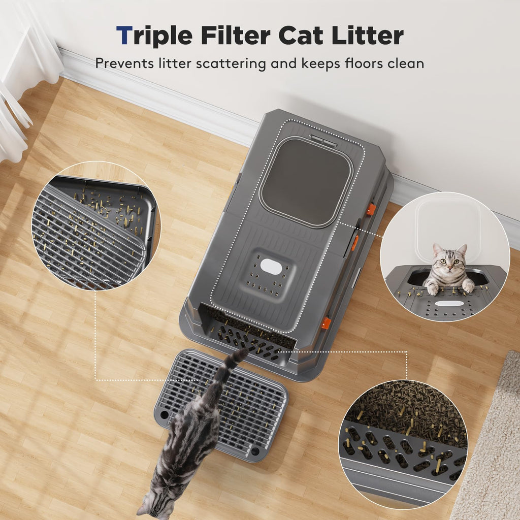Stainless Steel Enclosed Cat Litter Box with Lid P852184