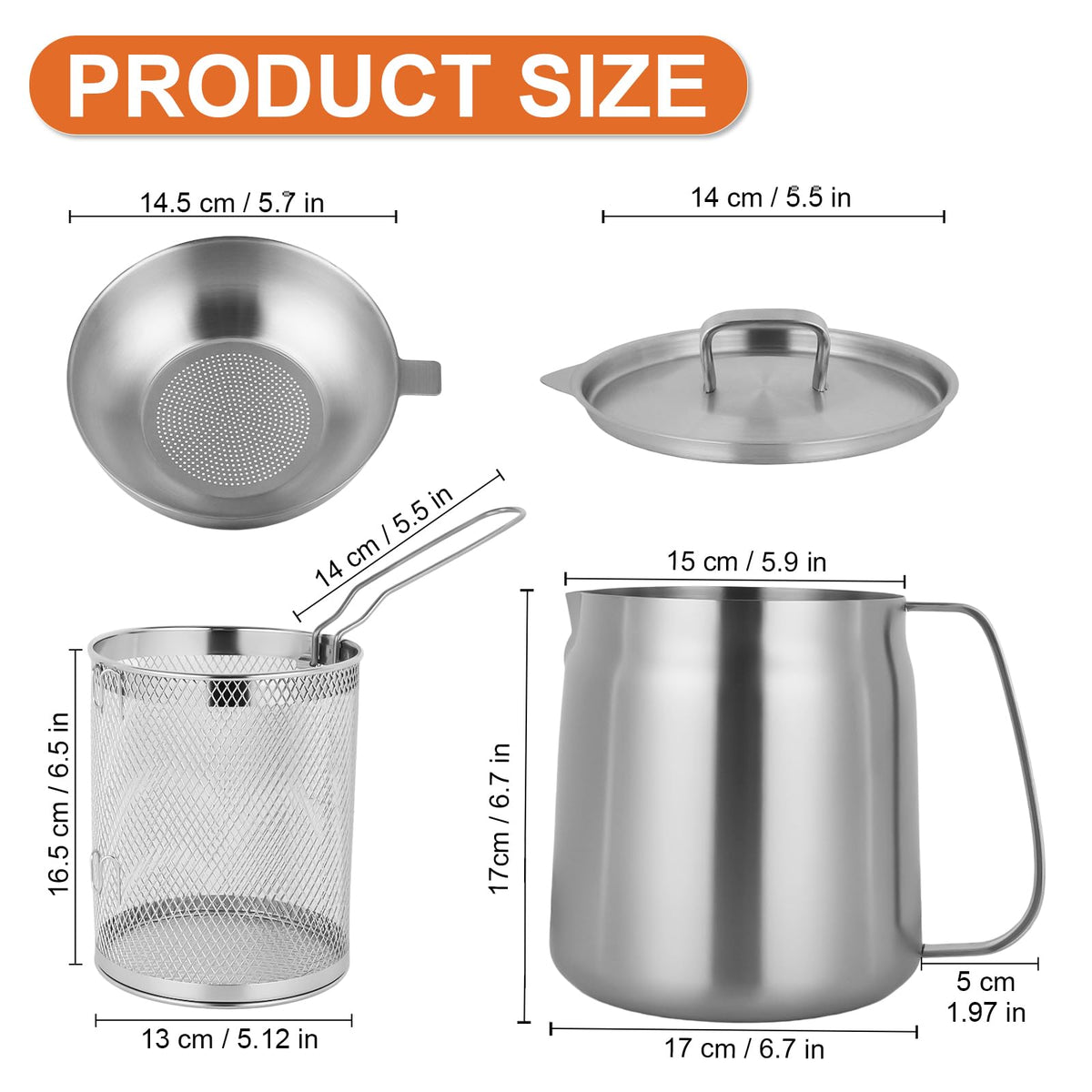 304 Stainless Steel Deep Fryer with Basket S306071