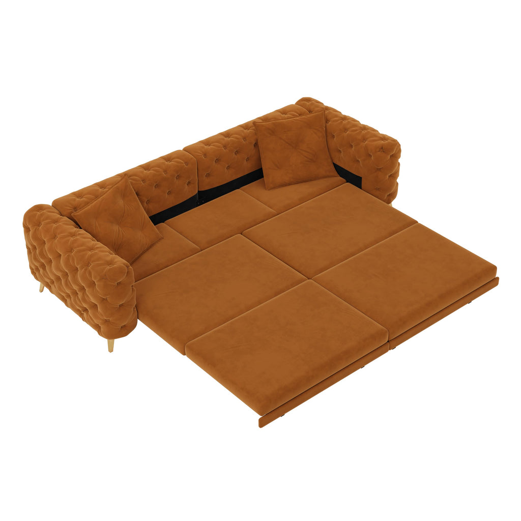 King Size Velvet L Shaped Sleeper Sofa with Ottoman Q749904
