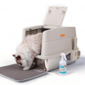 Large Stainless Steel Enclosed Cat Litter Box with Lid and Scoop J9452