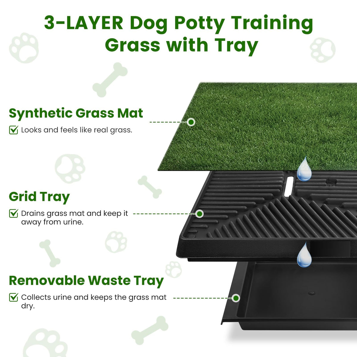 20 x 25 inches Washable Dog Grass Pee Pad with Tray H485