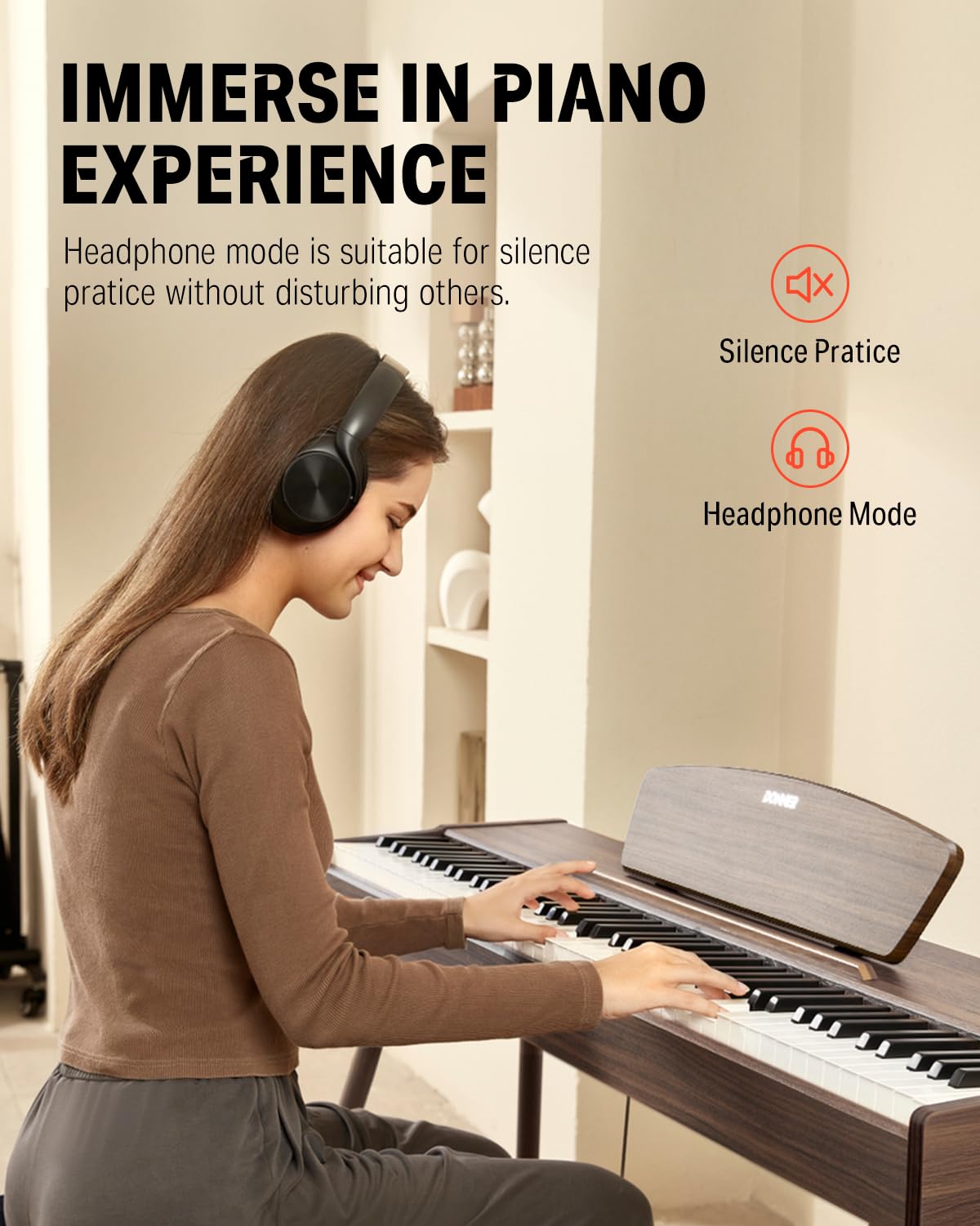 88 Keys Weighted Hammer Mechanism Digital Piano with Stand and Triple Pedal M343