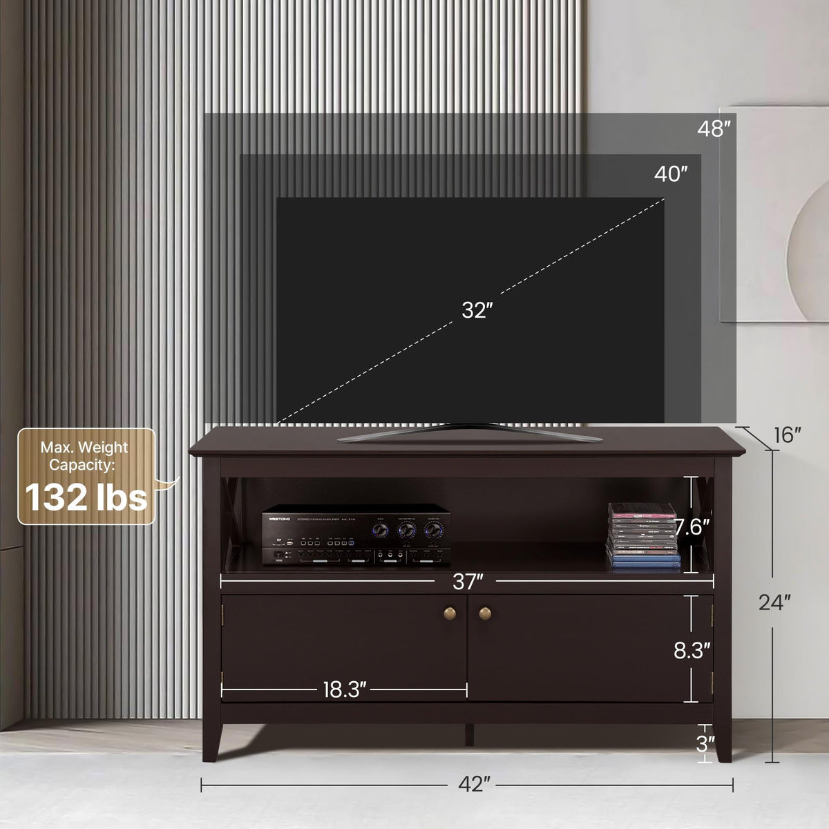 42in TV Stand with Storage H21529