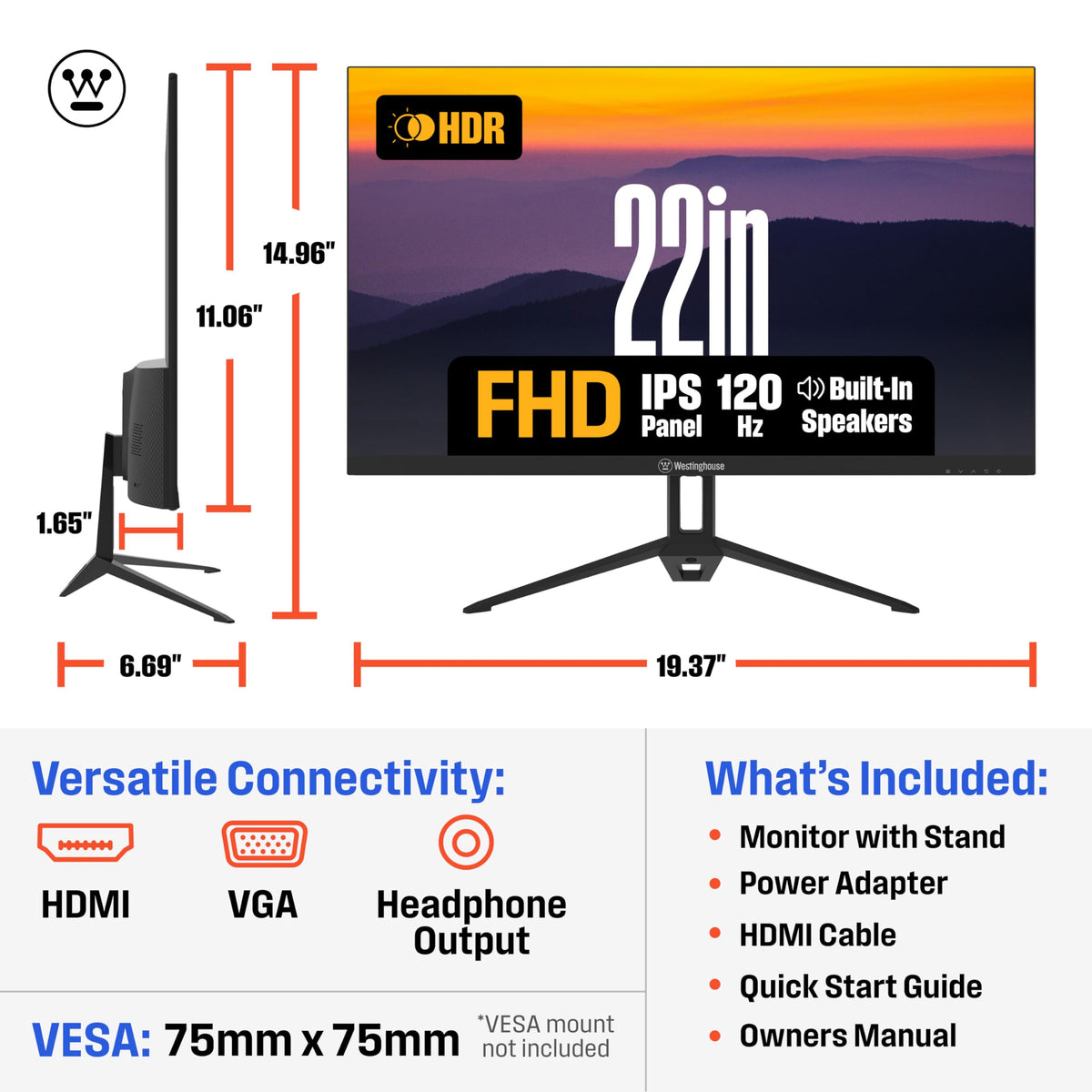 22 Inch FHD 1080P IPS 120Hz Gaming Monitor D851917