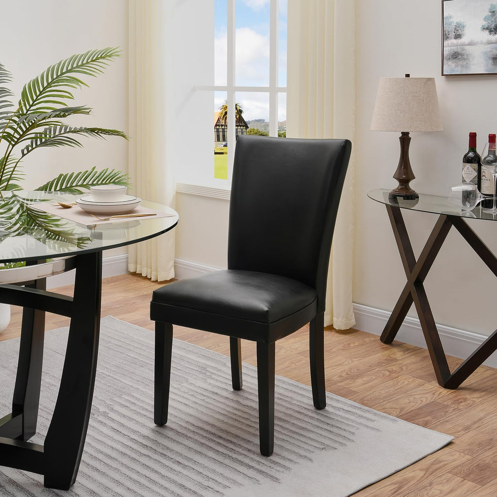 Set of 2 Black Faux Leather Dining Chairs G4663
