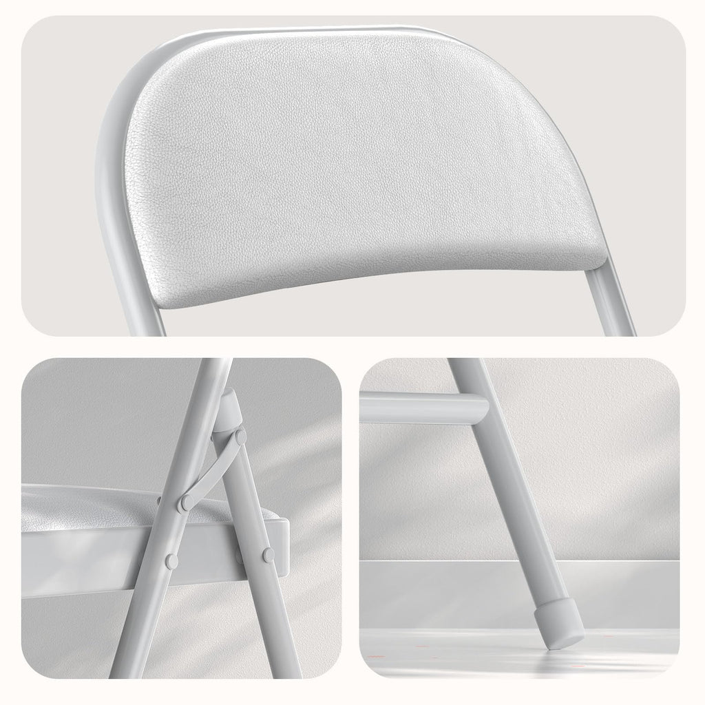 White Vinyl Padded Folding Chairs 4 Pack I326