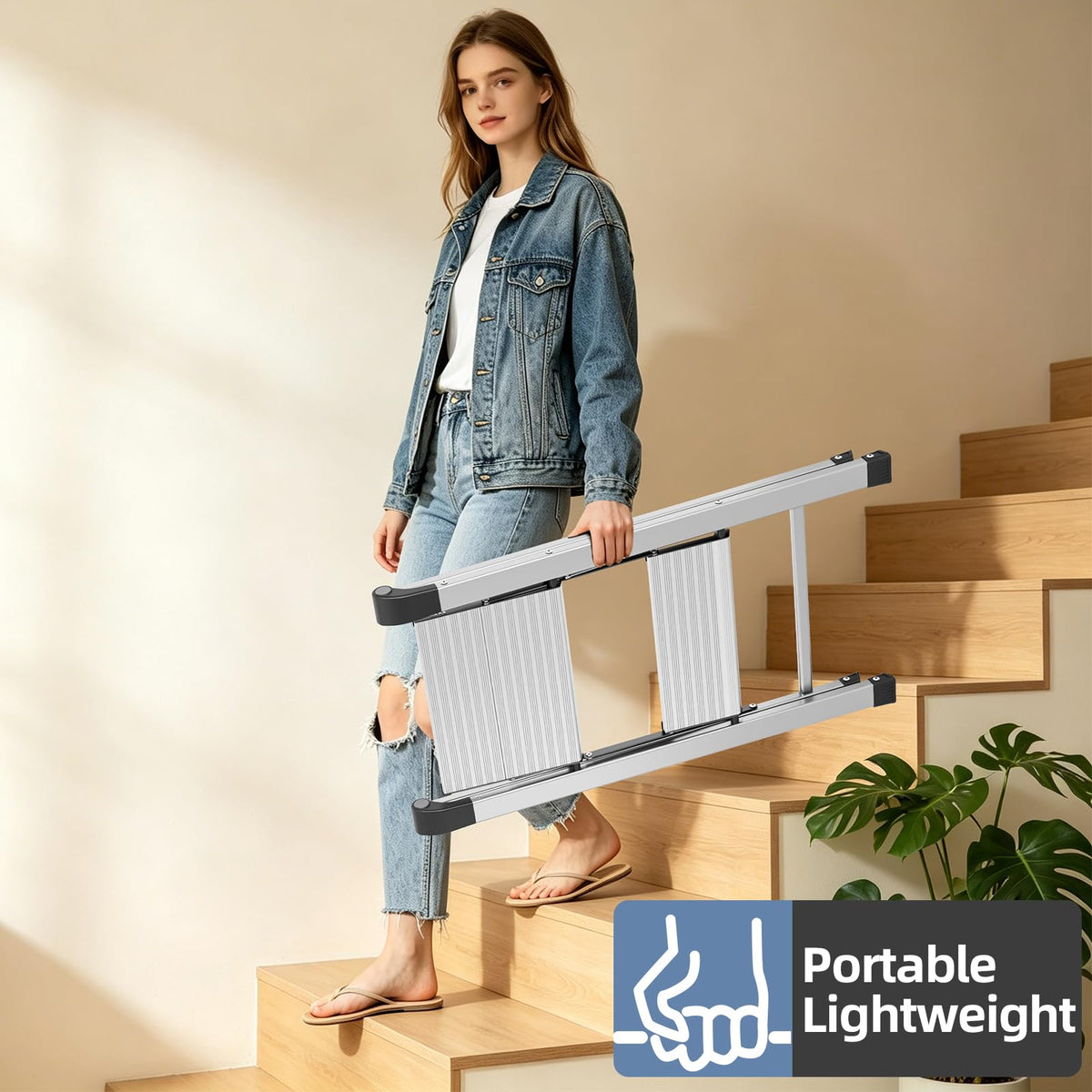 2 Step Aluminum Foldable Step Ladders 330lb Silver T185800