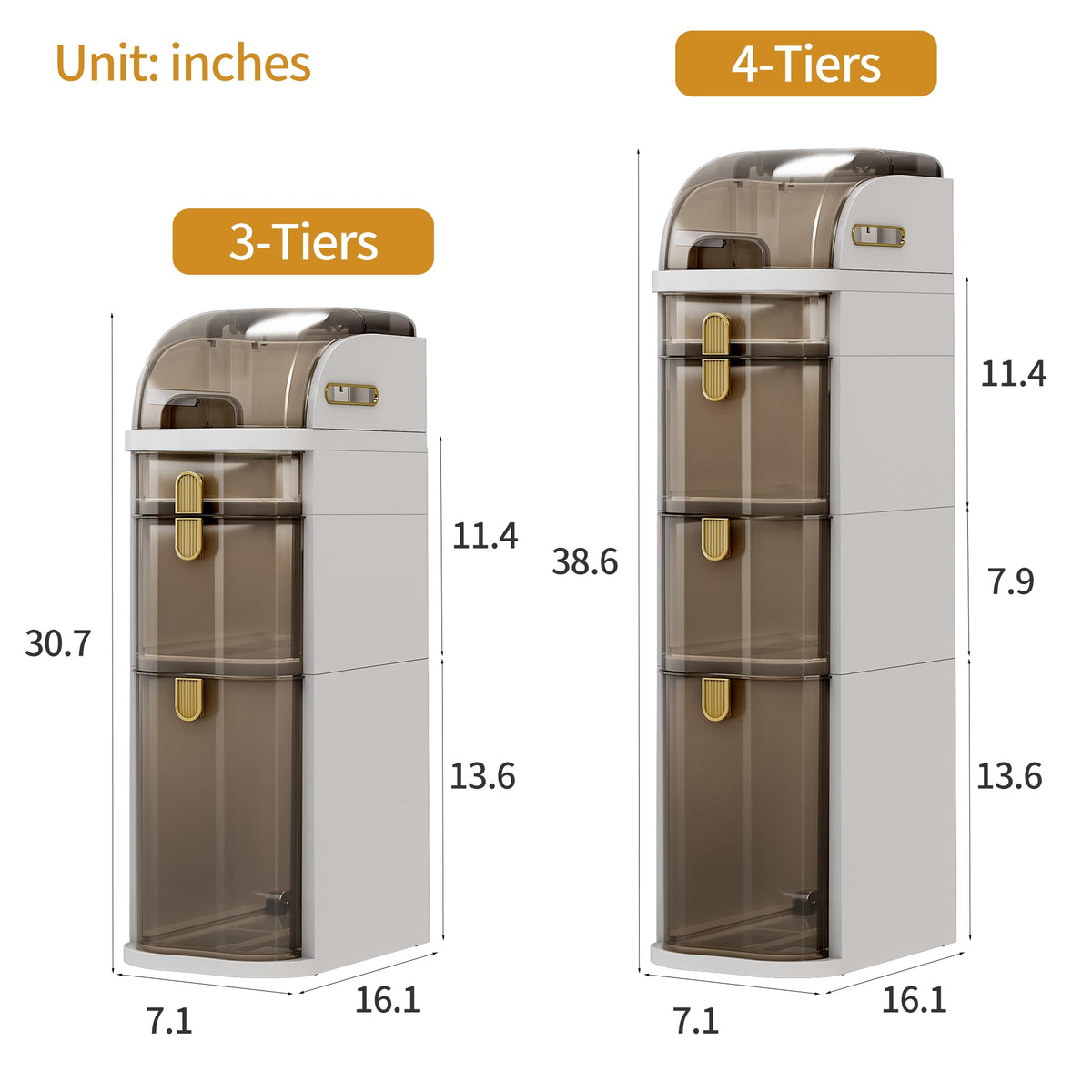Slim Bathroom Storage Cabinet with Drawers V3340