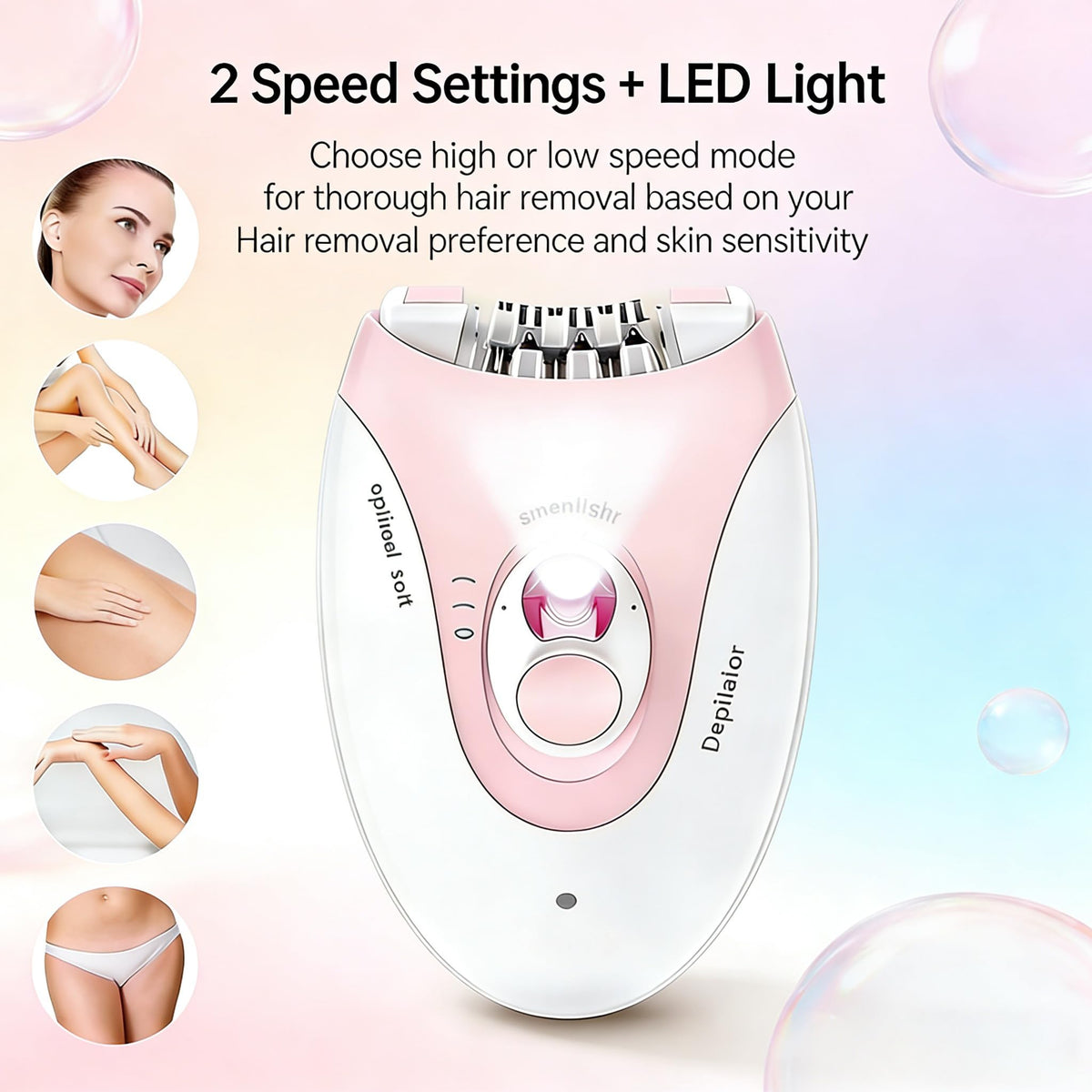 Rechargeable 2 Speed Epilator with LED Light & 36 Tweezers X986614