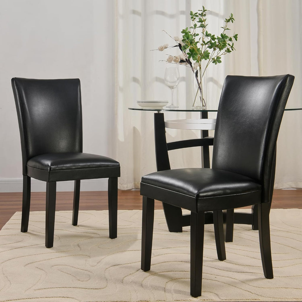Set of 2 Black Faux Leather Dining Chairs G4663