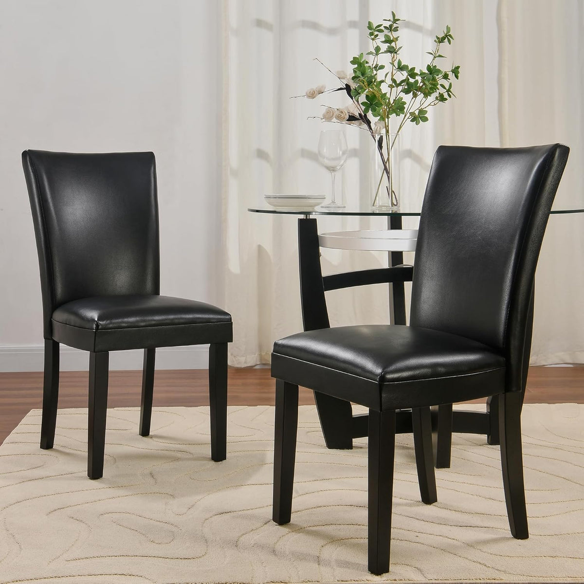 Set of 2 Black Faux Leather Dining Chairs G4663