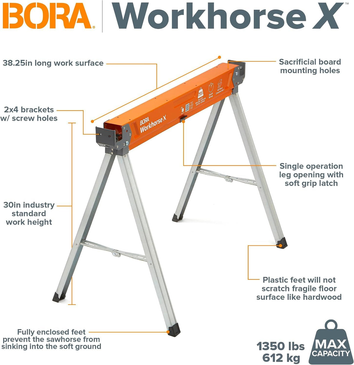 2 Pack Folding Heavy Duty Metal Sawhorse W963