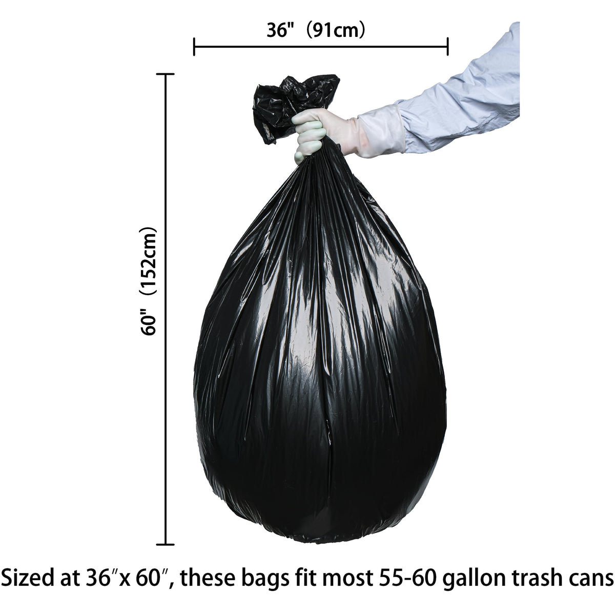 Black 55-60 Gallon Trash Bags Pack of 100 L9032