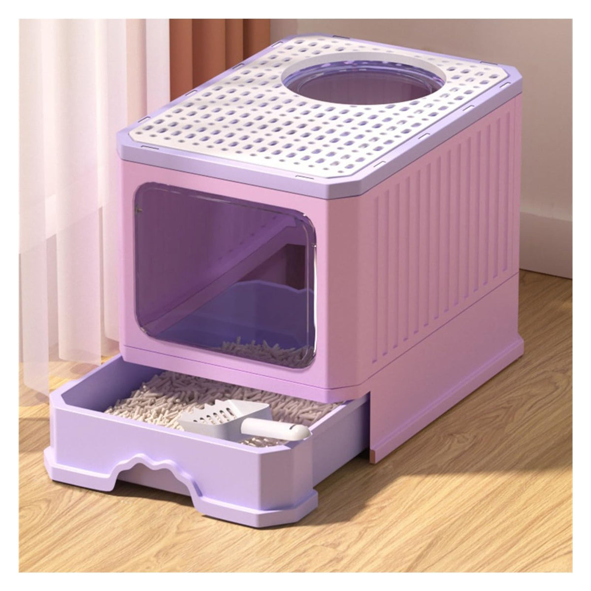Foldable Cat Litter Box with Lid and Scoop G332662