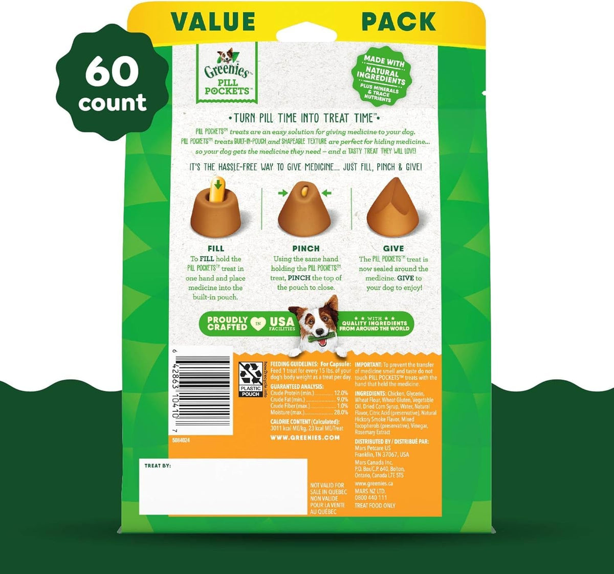 Chicken Flavor Capsule Treats for Dogs 15.8-Ounce 3 Pack Y240889