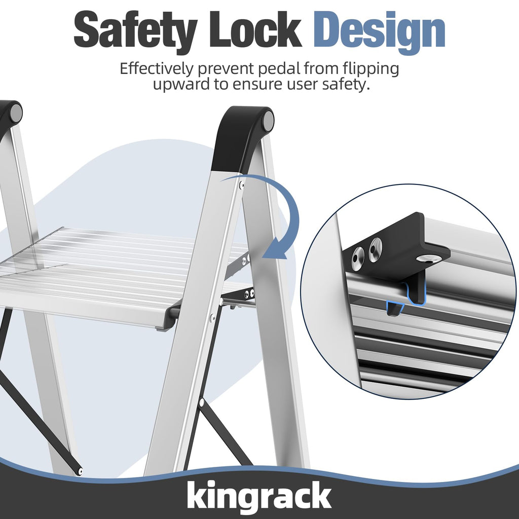 2 Step Aluminum Foldable Step Ladders 330lb Silver T185800