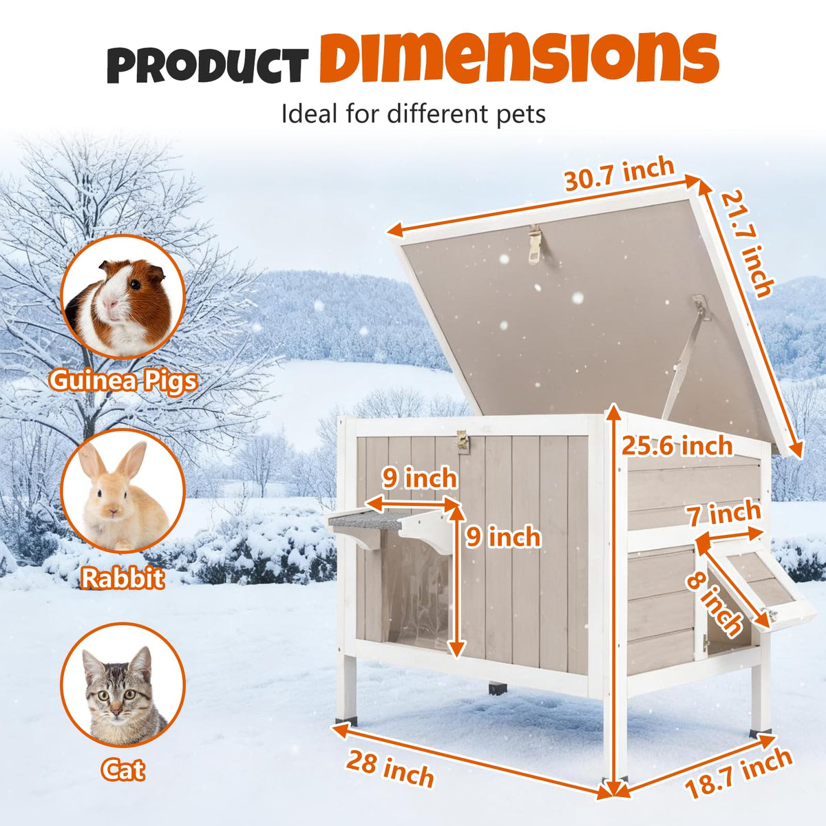 Weatherproof Wooden Outdoor Cat House with Escape Doors J2450