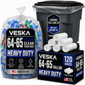 64-65 Gallon Clear Trash Bags, 120 Count Heavy Duty Garbage Bags Y259
