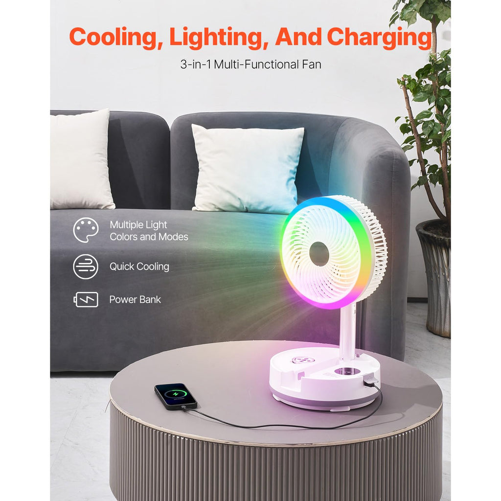 10 Inch Foldable Oscillating Fan, 9 Speeds 40000mAh Battery Portable Desk Fan A1954