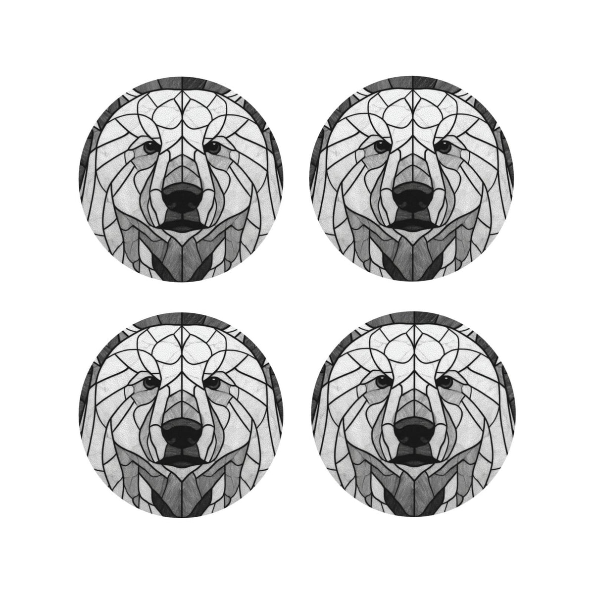 Black and White Bear Leather Coasters Set of 4 V6426