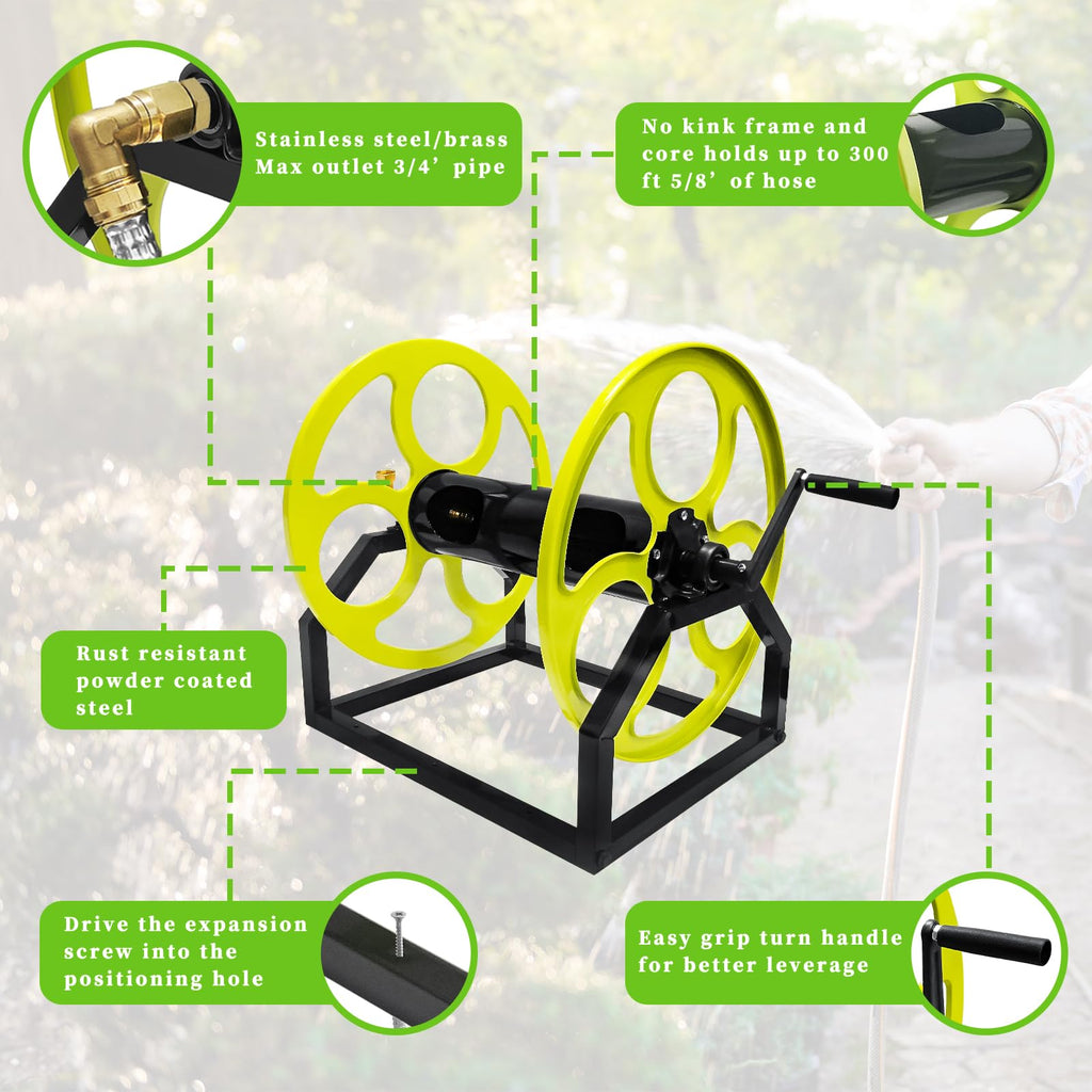 Wall/Floor Mount Garden Hose Reel with Crank W97981
