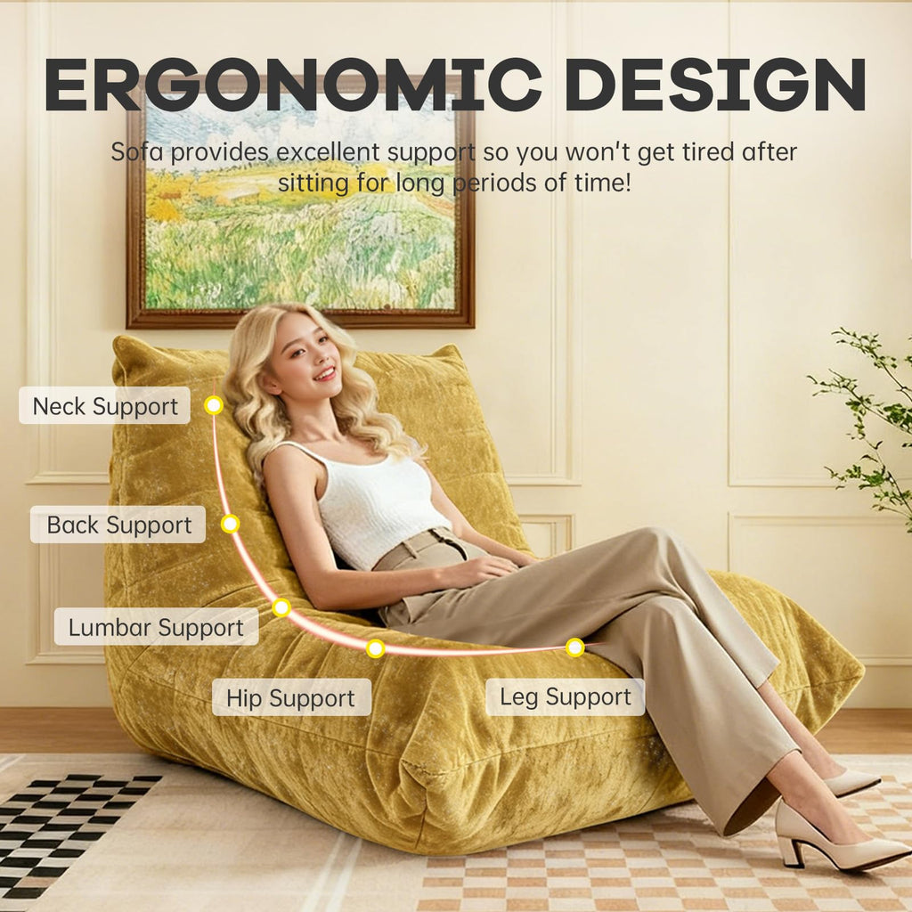 Yellow Memory Foam Bean Bag Chair Q126