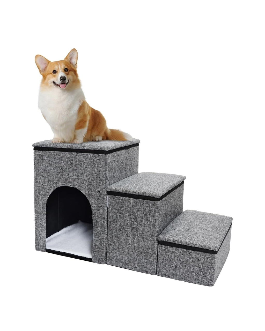 Folding Pet Stairs with Storage Box Q390