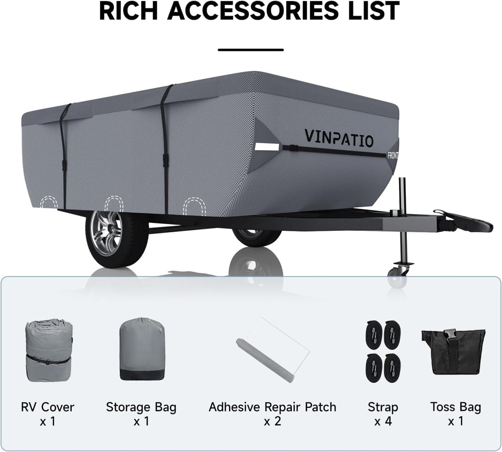 Waterproof Anti-UV Pop Up Camper Cover Fits 14'-16' Trailers W905375